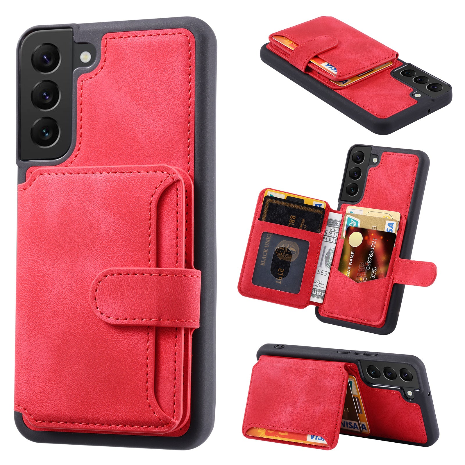 For Samsung Galaxy S23 RFID Blocking Wallet Phone Case Leather Coated TPU Phone Cover with Kickstand For Samsung Galaxy S23 RFID Blocking Wallet Phone Case Leather Coated TPU Phone Cover with Kickstand